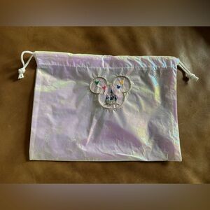 Disney castle draw string iridescent bag